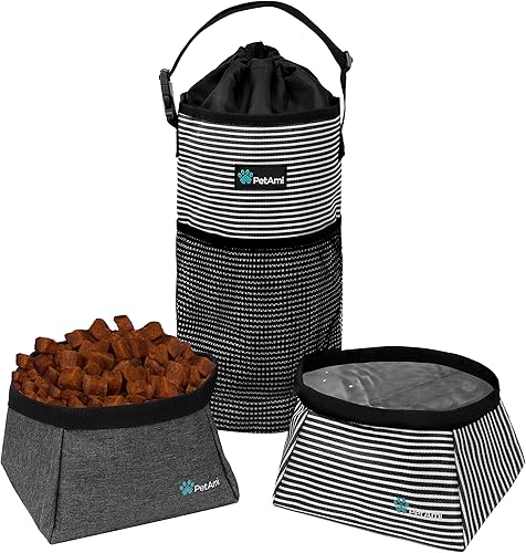 PetAmi Bolsa de viaje de comida para perros  Transportador de croquetas para perros con kit de cuencos de agua plegables para perros  Almacenamiento disponible en Yaxa Venezuela