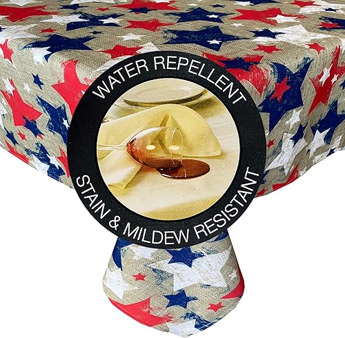 Miniatura 5 de Newbridge Burlap American Stars Country - Mantel rústico para interiores y exteriores, diseño de estrellas, color rojo, blanco y azul
