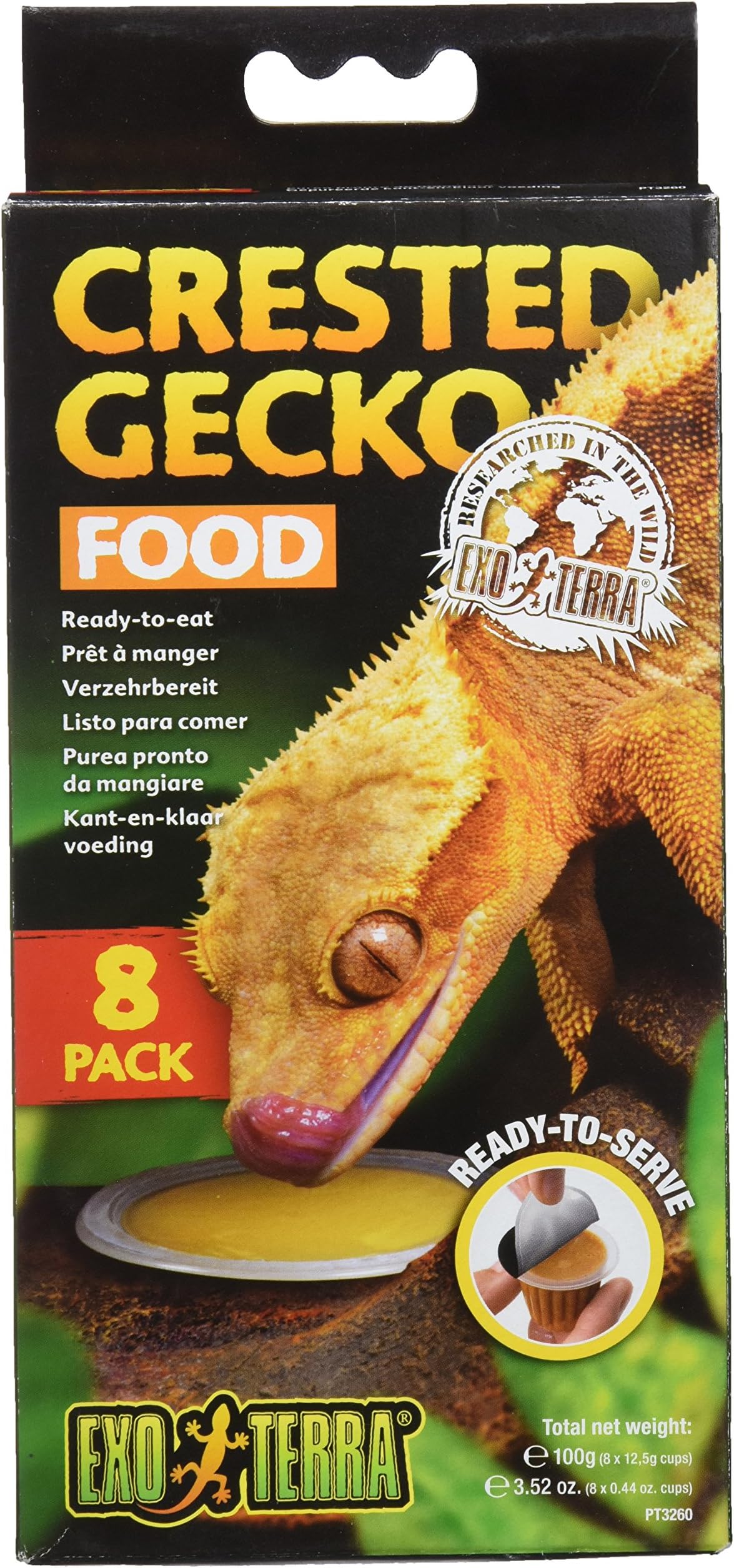 Crested Gecko Food – Ready-to-Eat, Nutritious Gecko Diet with Real Fruits & Protein, Supports Bone Strength & Egg-Laying, Single-Serve Cups for Freshness, Ideal for Fruit-Eating Geckos,8 PK