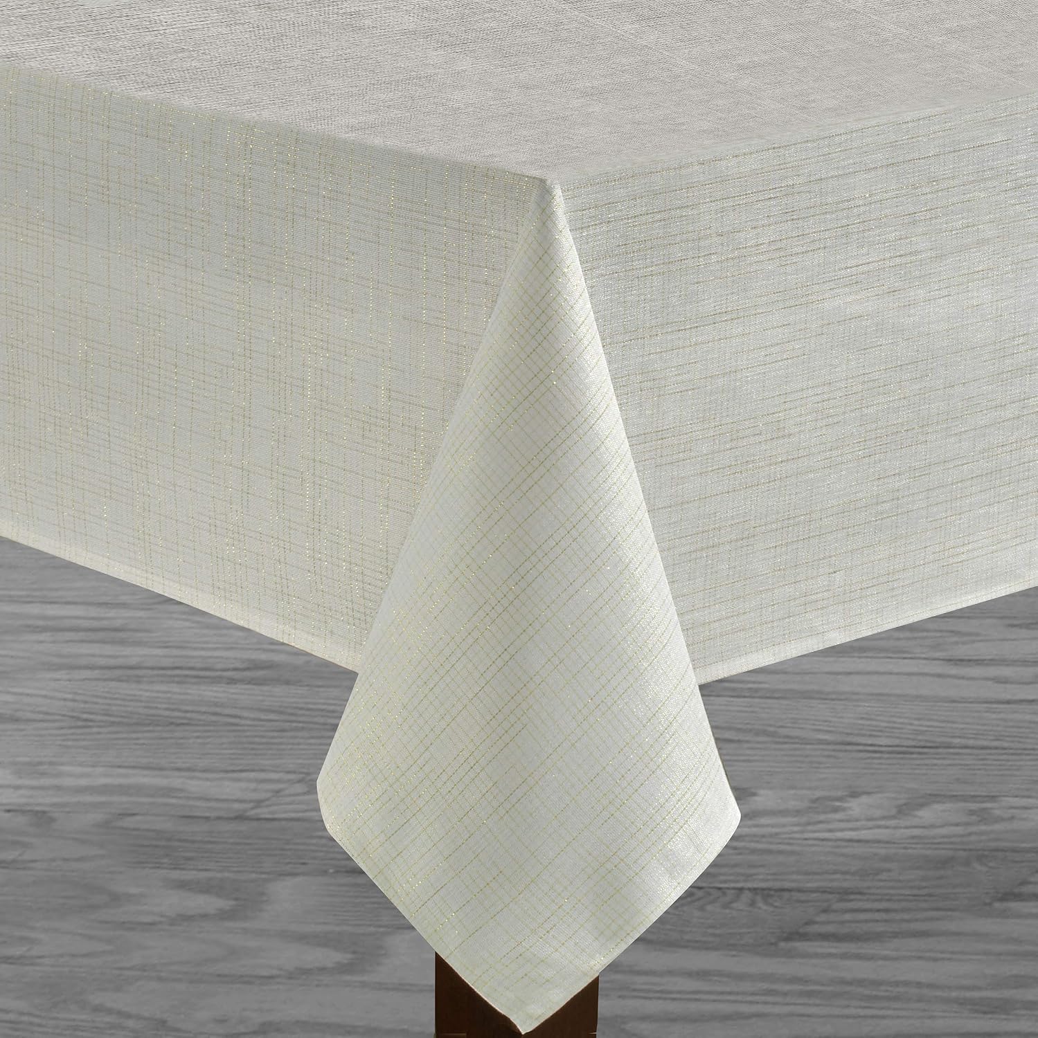 Benson Mills Metallic Blend Tablecloth (White, 60" x 104" Rectangular)