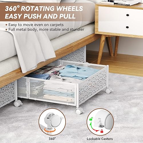 Miniatura 4 de Almacenamiento debajo de la cama, contenedores de almacenamiento debajo de la cama con ruedas, cajón organizador de almacenamiento de zapatos debajo