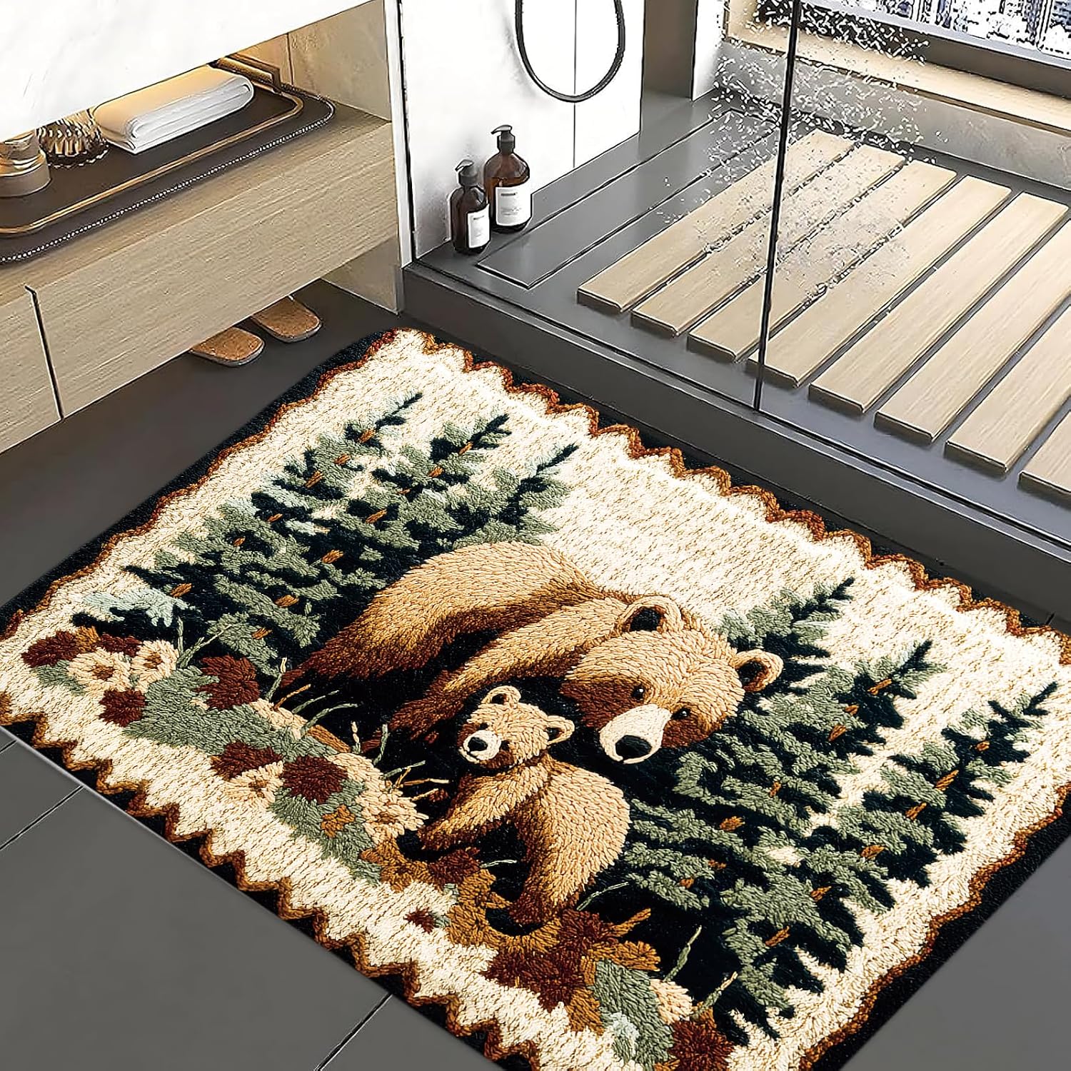Amazon.com: Bear Rug Mat Farmhouse Bathroom Rugs Animal Brown Bear ...