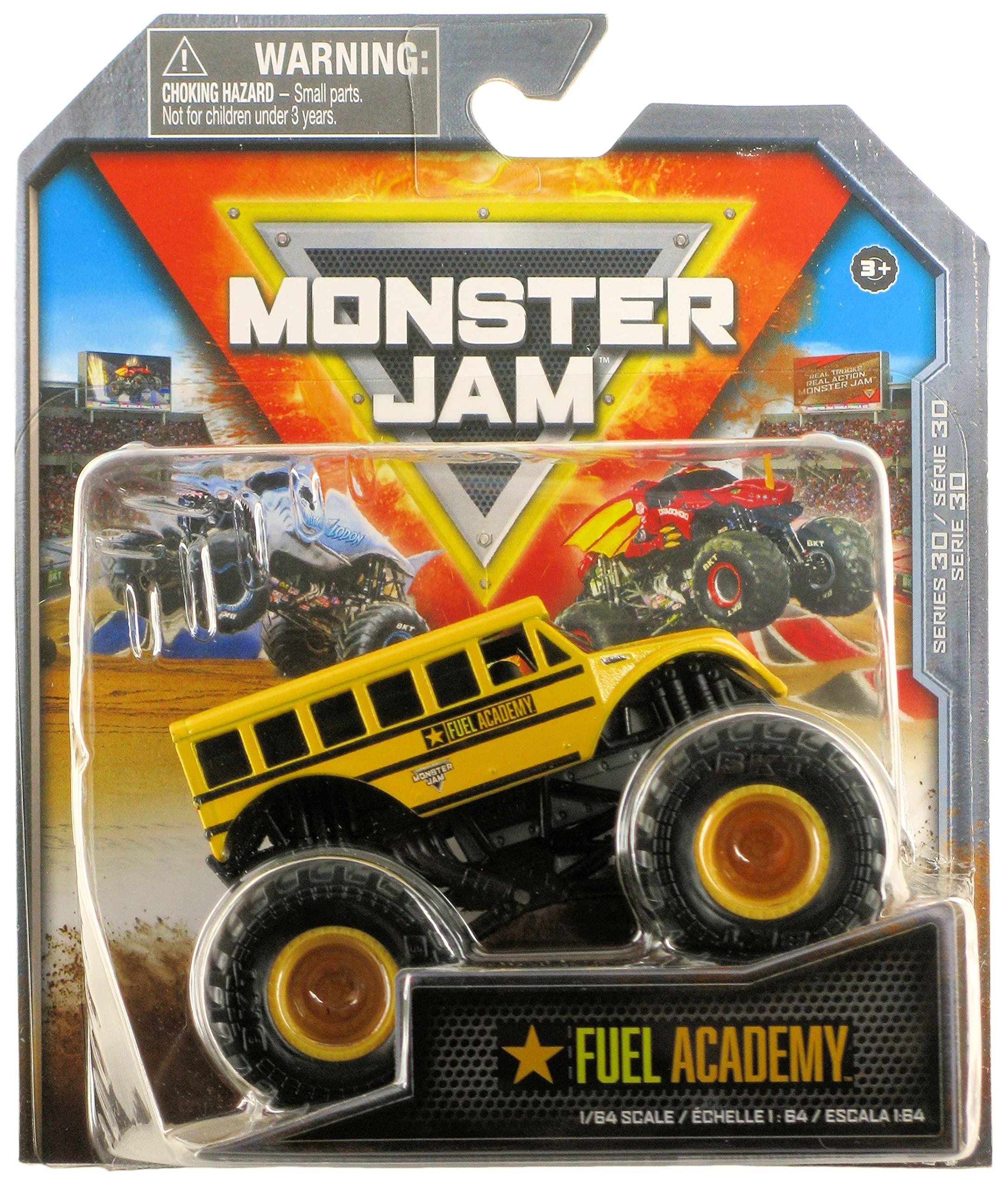 Monster Jam 2023 Spin Master 1:64 Diecast Truck Series 30 Trucks on Duty Fuel Academy School Bus