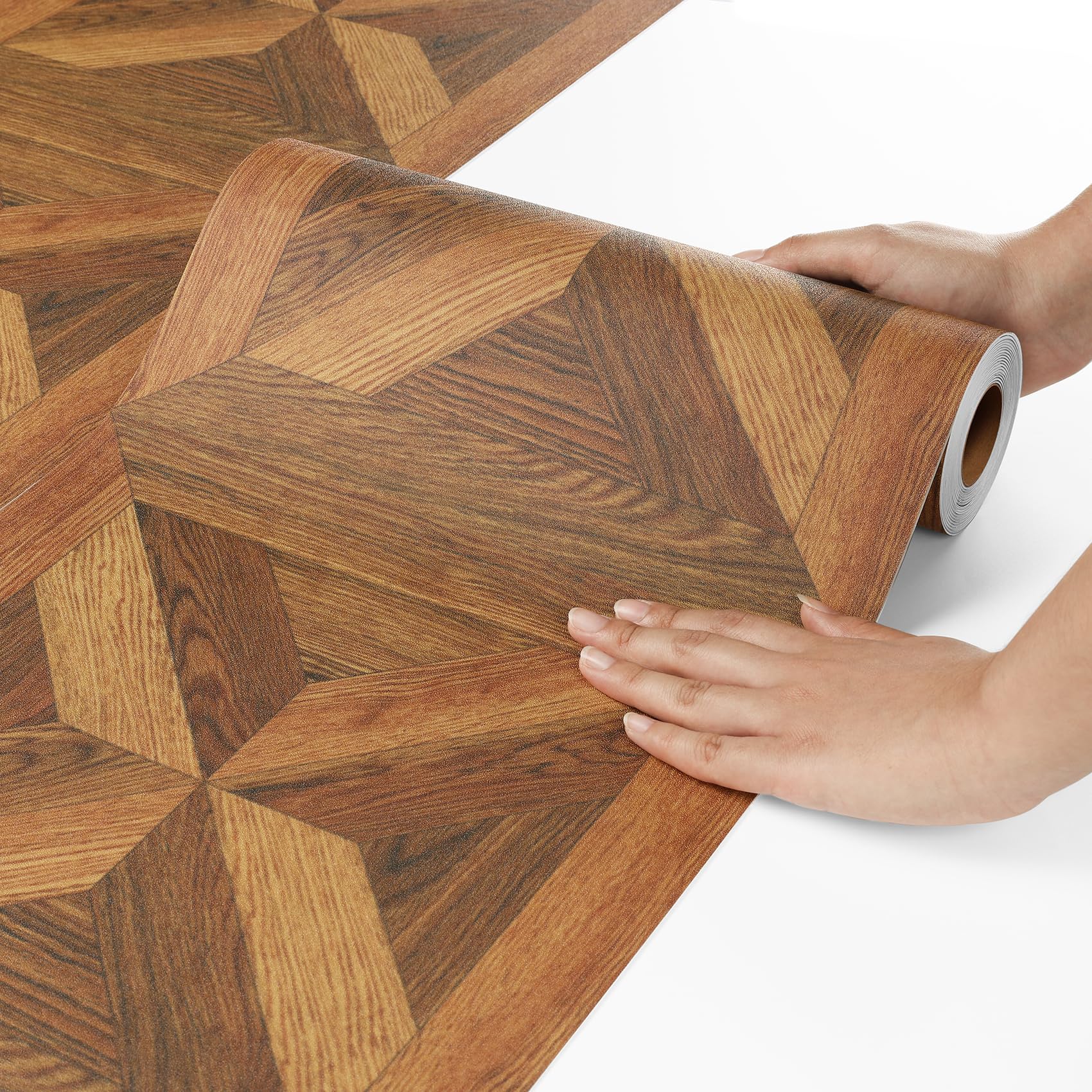 Livelynine Linoleum Pavimento Rotolo Adesivo Pavimento PVC Adesivo Legno Scuro 30x450CM PVC Adesiva Pavimenti Rotolo per Interno Effetto Parquet Adesivi Pavimenti Bagno Cucina Soggiorno Legno Retro