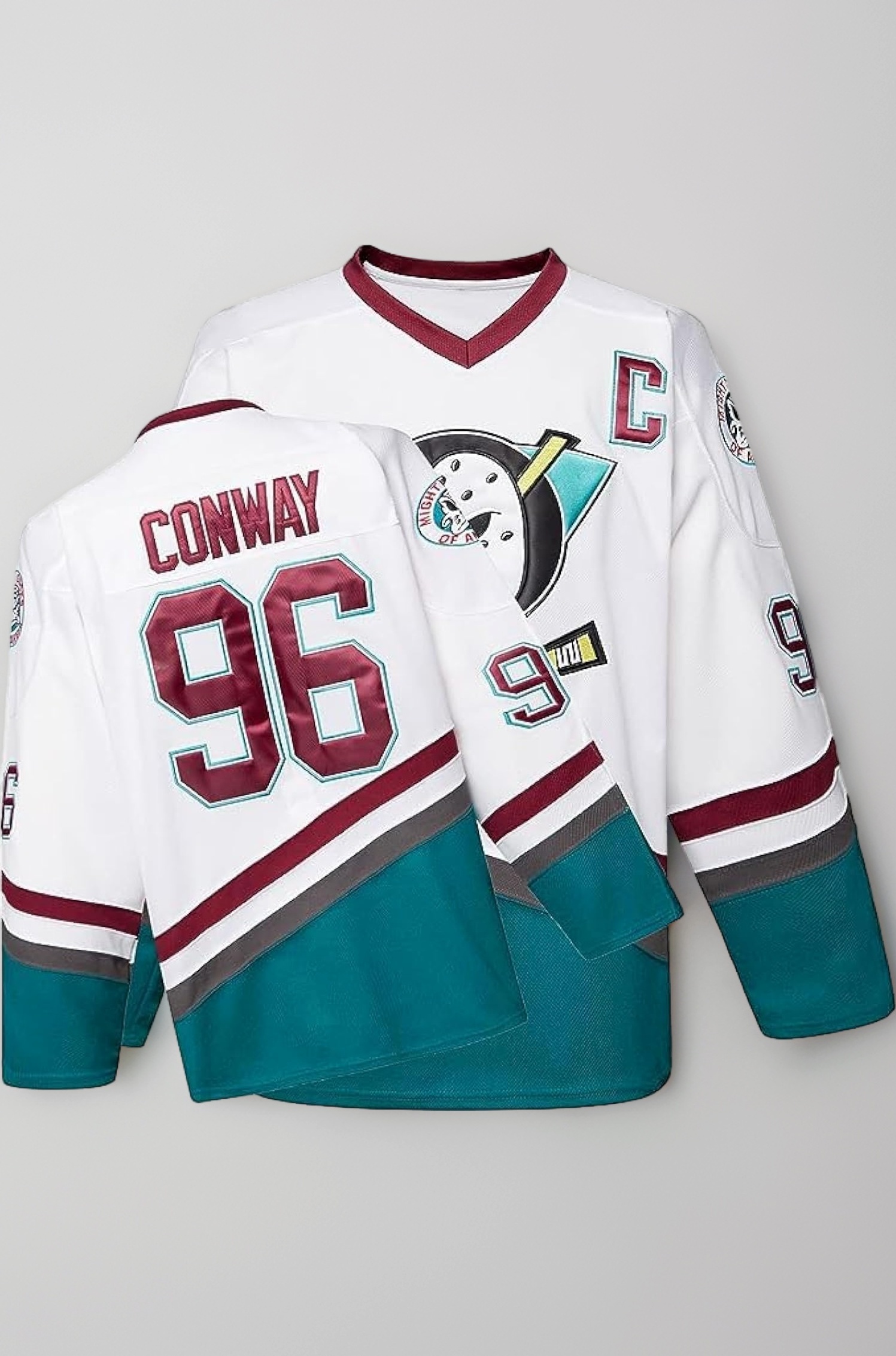 Mighty Ducks Jersey Movie Ice Hockey Jersey S-XXXL Charlie Conway #96 Adam Banks #99, 90S Hip Hop Clothing for Party