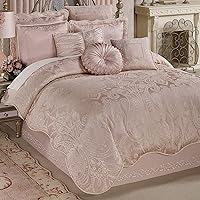 Vista 1 de Touch of Class Romantic Princess Blush Juego de edredón extragrande de jacquard tejido con motivos de scrollwork, tamaño king