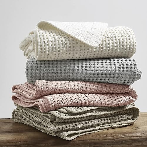 Miniatura 3 de Levtex Home Mills Waffle - Juego de colcha de tamaño matrimonialQueen, algodón de punto gofre, colcha de 88 x 92 pulgadas, tamaño de las fundas de