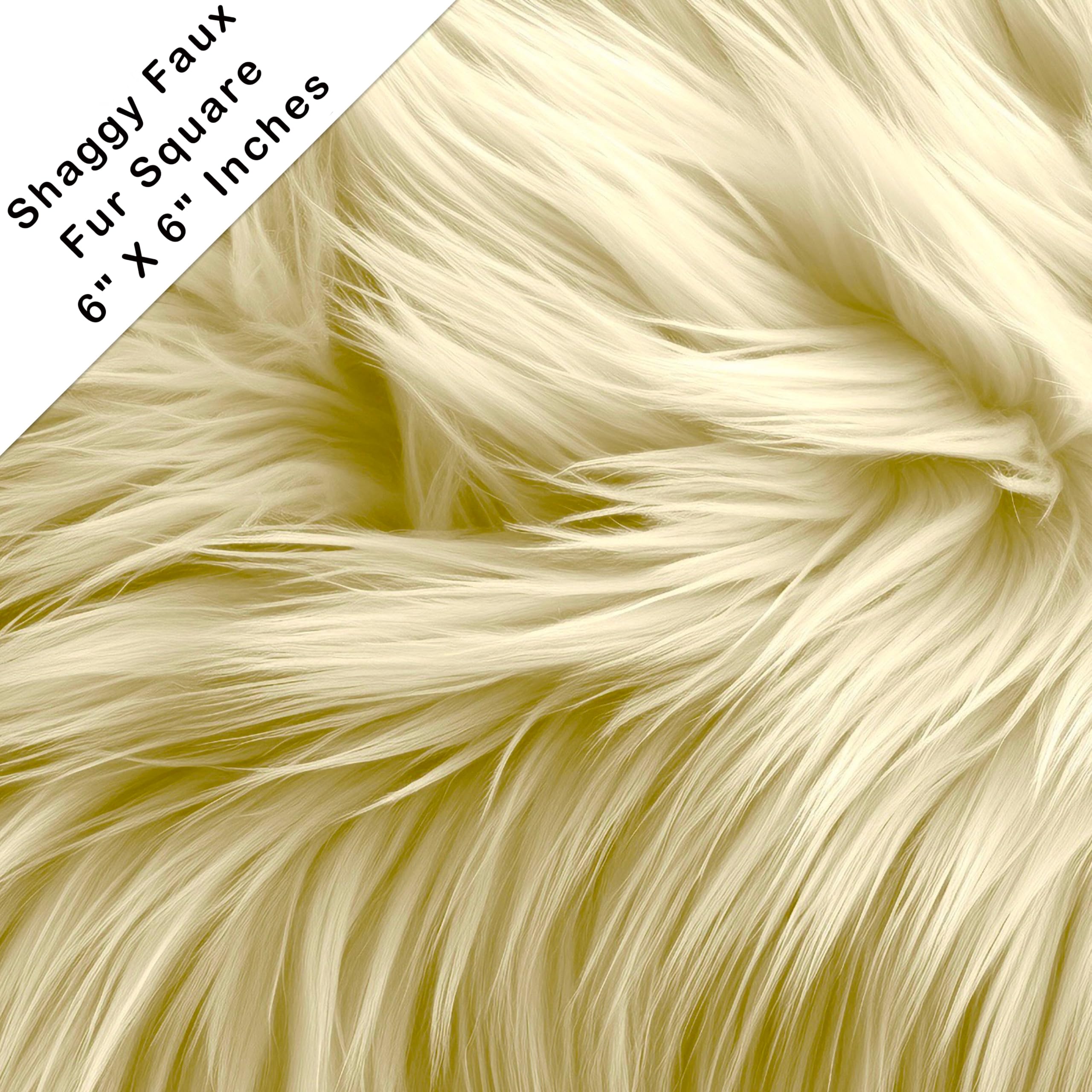 FabricLA Shaggy Faux Fur Square, 6" X 6" Inches Pre-Cut, Use Fake Fur Fabric for DIY Craft Fur Decoration, Fashion Accessory