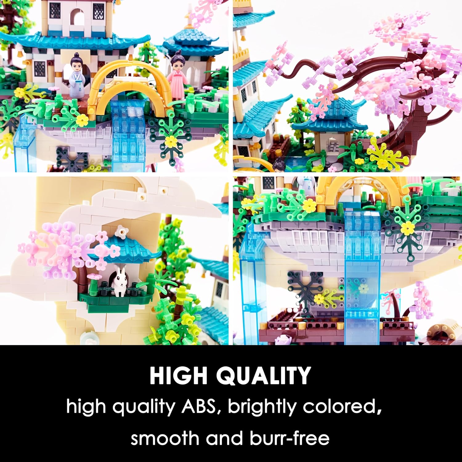 Chinese Moon Palace Micro Building Blocks Set（4288 PCS），Cherry Blossom Bonsai Tree Building Set for Adults Teens，Mini Japanese Sakura Tree House Architecture Model Bricks, Creative Gift for 14+
