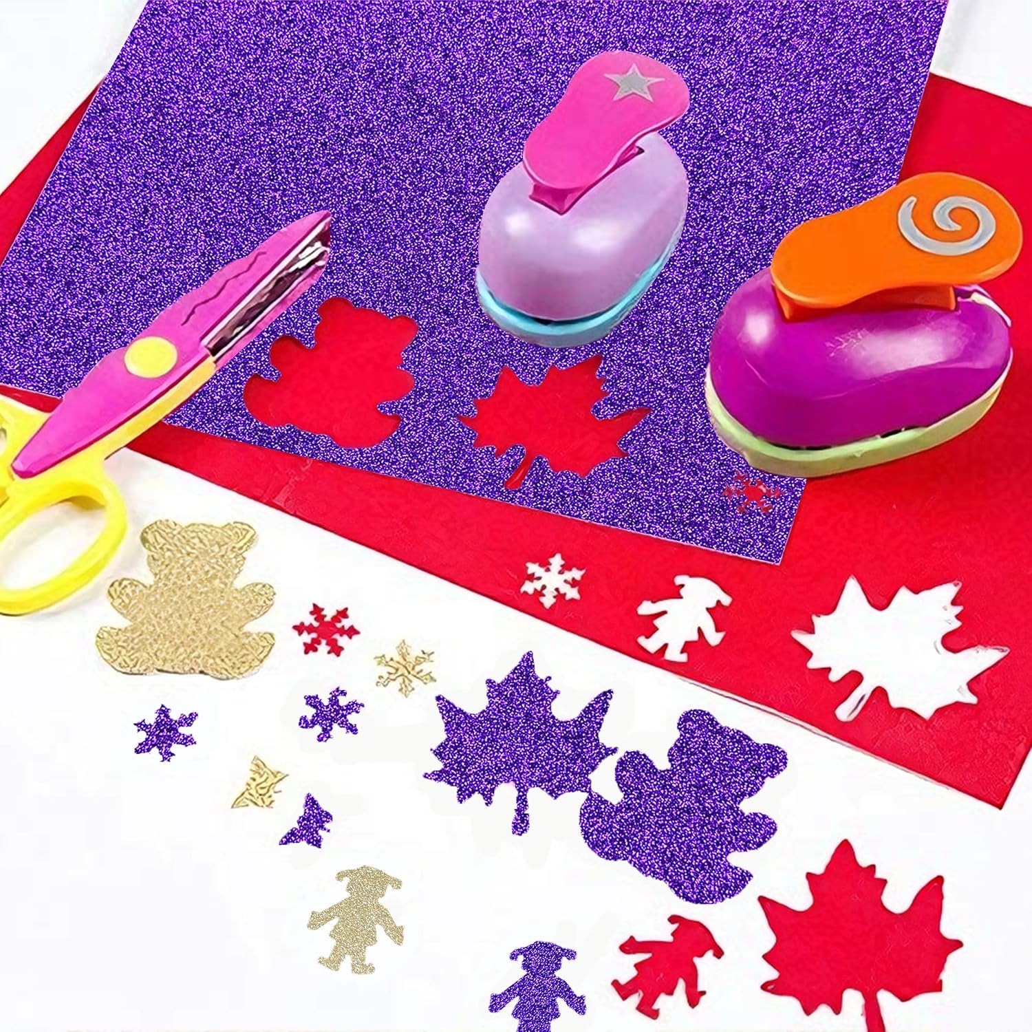 Sonjade Glitter Cardstock Paper, No-Shed Shimmer Glitter Papers, Cut Craft and DIY Projects Card stock, Sparkly Paper for Card Making, 12 x 12 Inch, 10 Sheets, 250 GSM (Purple)