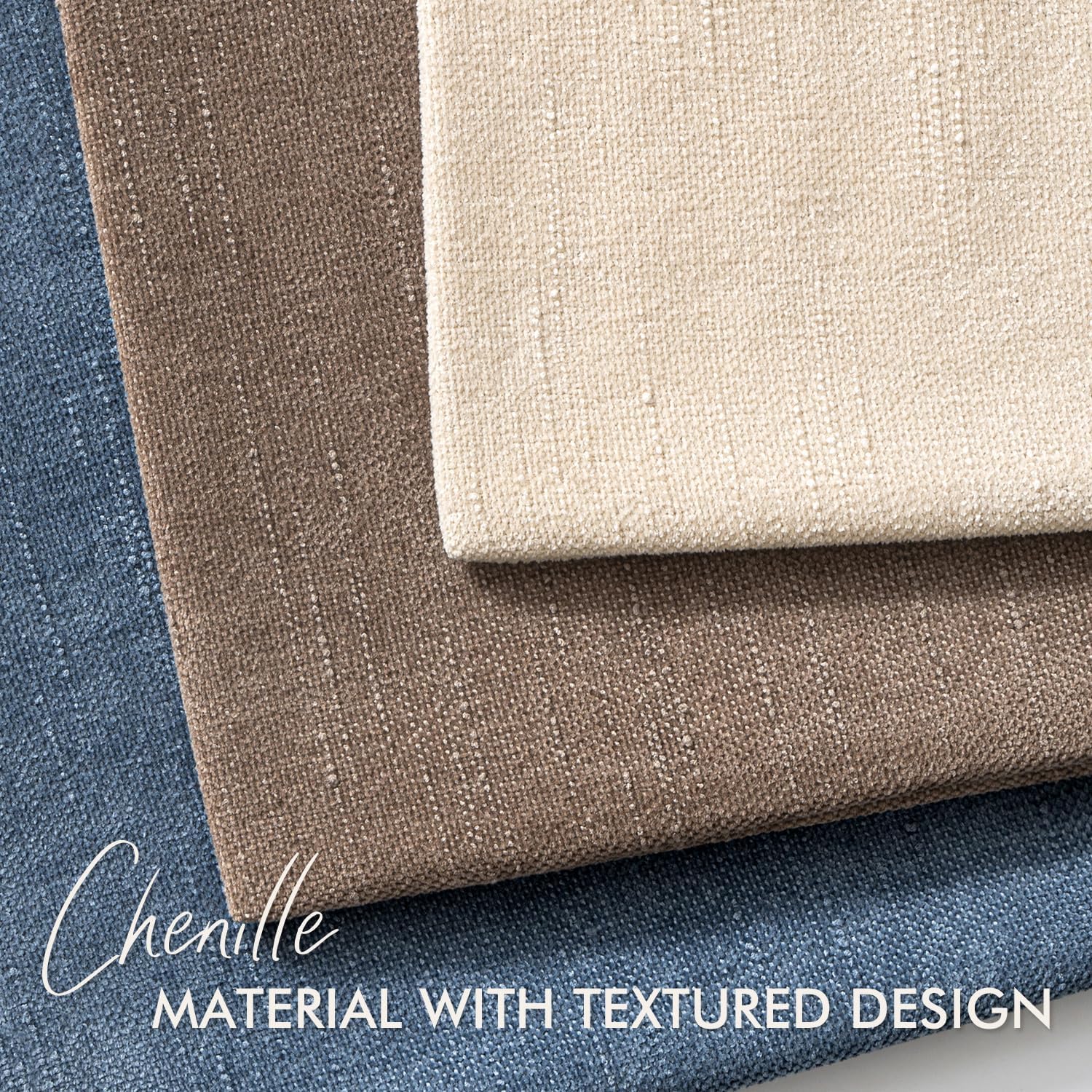 Woaboy Set of 2 Textured Throw Pillow Covers Decorative Soft Accent Square Chenille Pillowcases Neutral Farmhouse Cushions Modern Home Decor for Couch Sofa Bedroom Living Room 20x20 Inch, Taupe Gray - Image 2