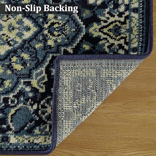 Miniatura 4 de GlowSol Alfombra persa de 2 x 3, oriental tradicional, resistente a las manchas, no desprende pelusa, alfombra de área para interiores, alfombra con