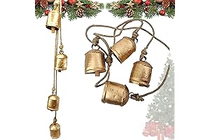 Harmony 4 Cow Bells Cluster on Rope - Rustic Christmas Decor