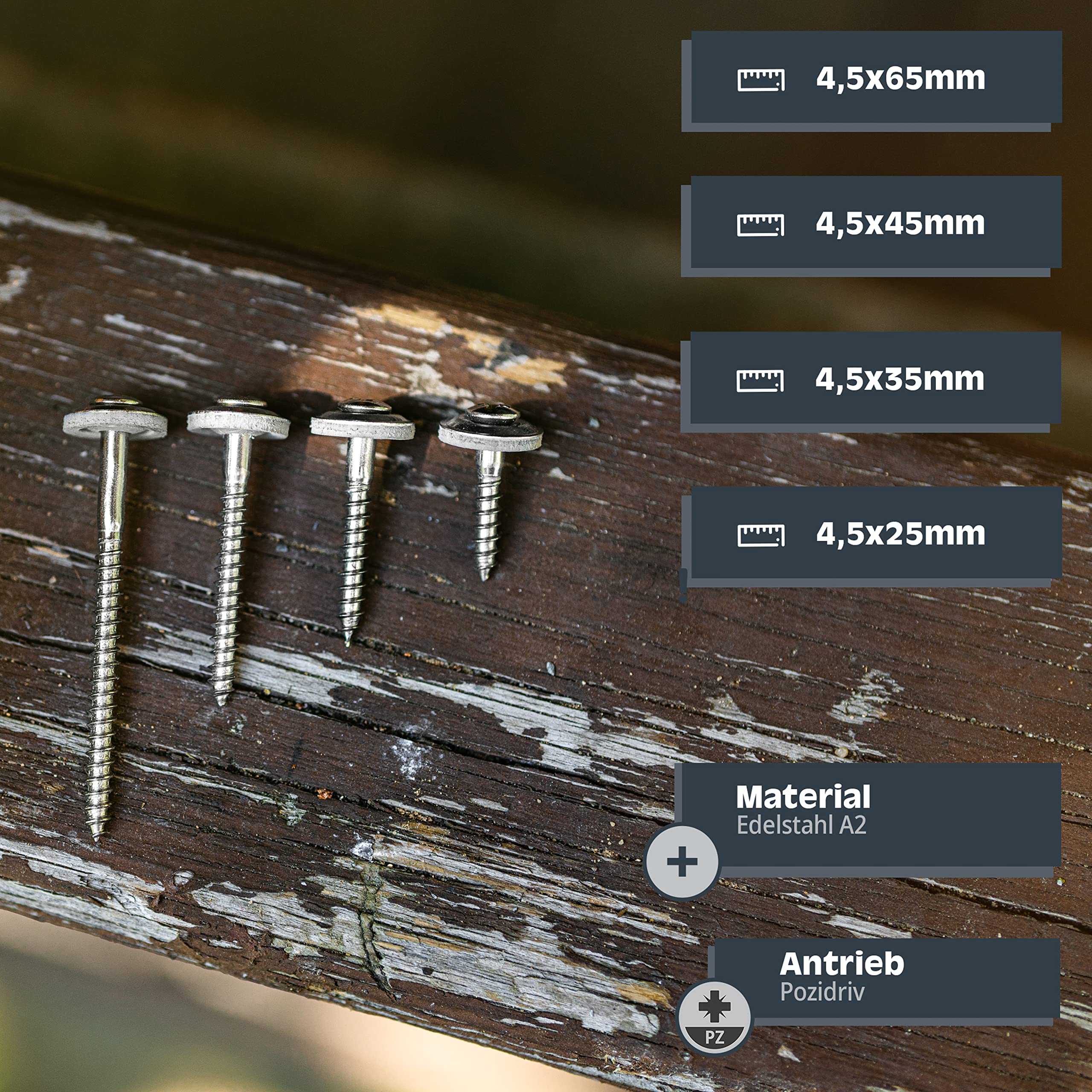 HELPMATE, roofing screws 4.5x65 mm stainless steel A2 rust-free - Image 3
