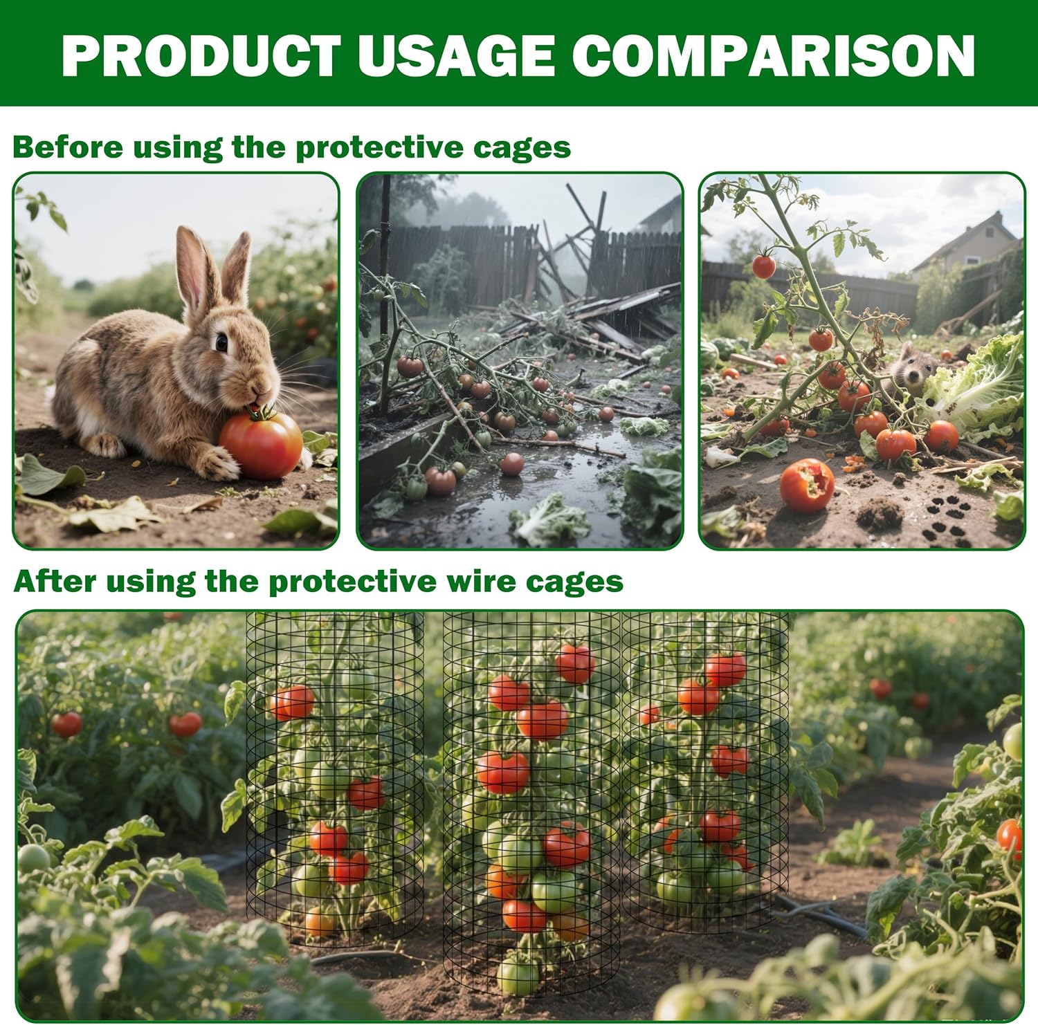 12 Packs Metal Wire Plant Protectors from Animals 24"x 12" Mesh Plant Cage Large Wire Plant Cages for Shrubs Vegetables Flowers (Large)