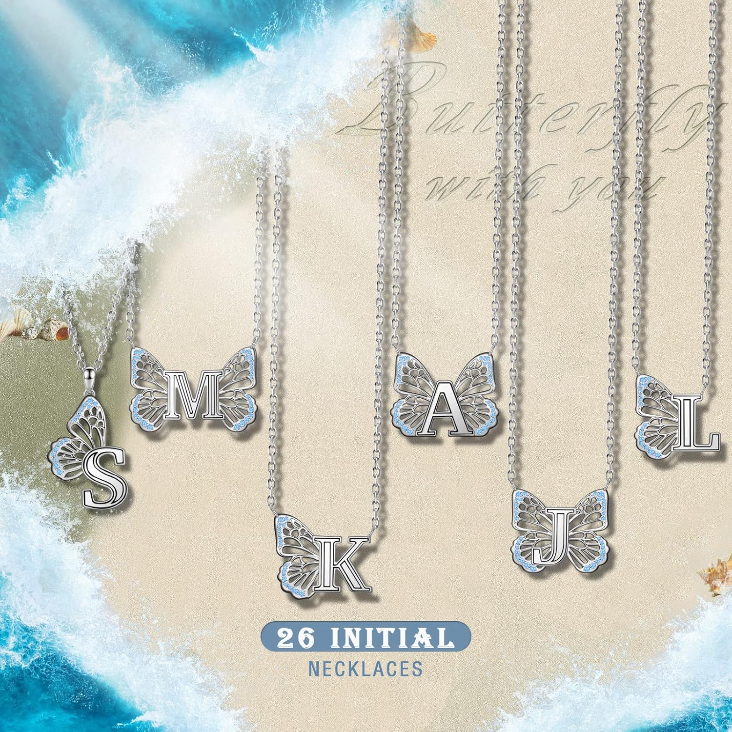 Butterfly Initial Necklaces for Women 925 Sterling Silver Initial Necklace Butterfly Initial Letter Jewelry for Women Mother's Day Gifts - Image 7