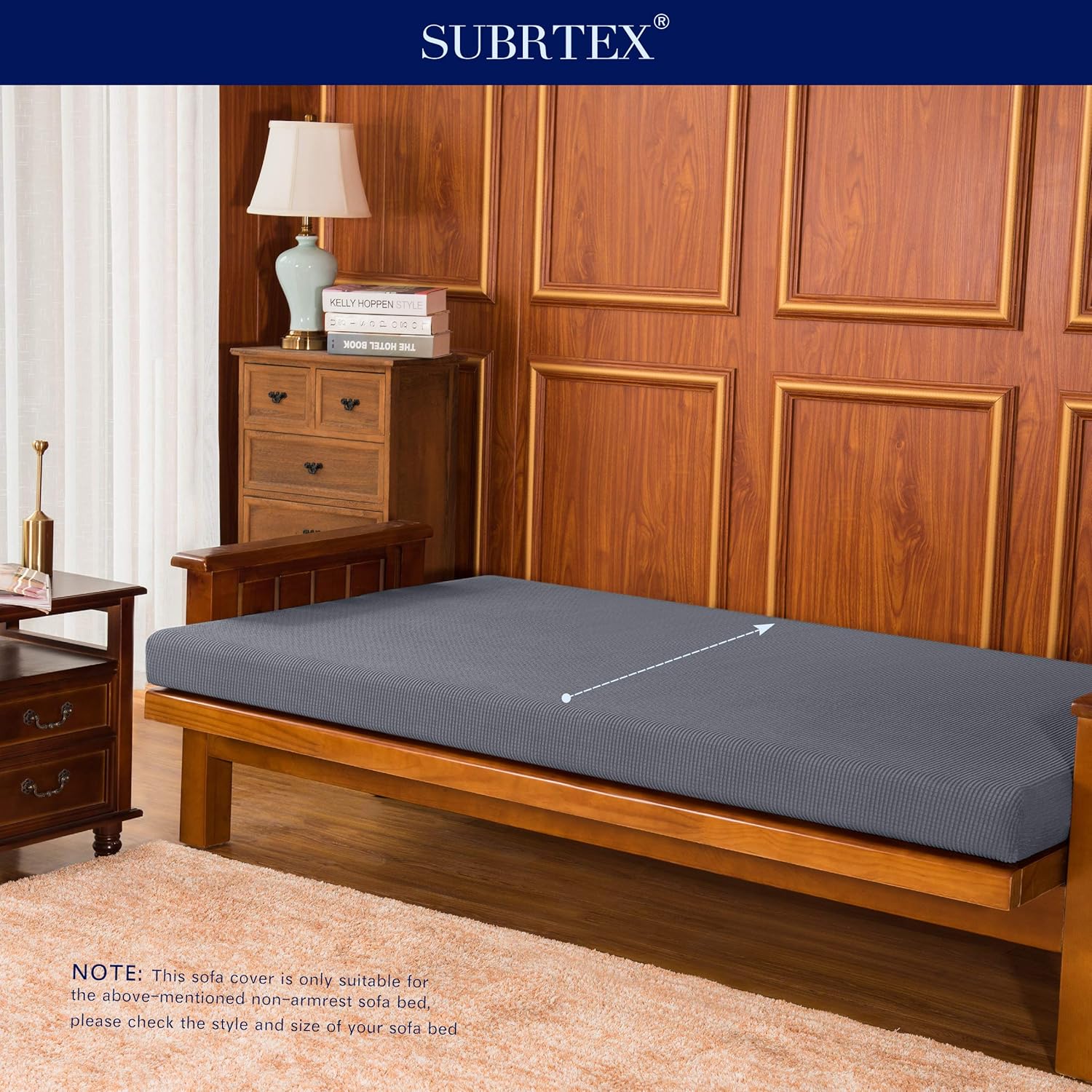 subrtex Stretch Futon Cover Jacquard Futon Slipcover Full Size Futon Mattress Cover Foldable Armless Sofa Bed Cover Furniture Cover(Futon,Grey) : Home & Kitchen