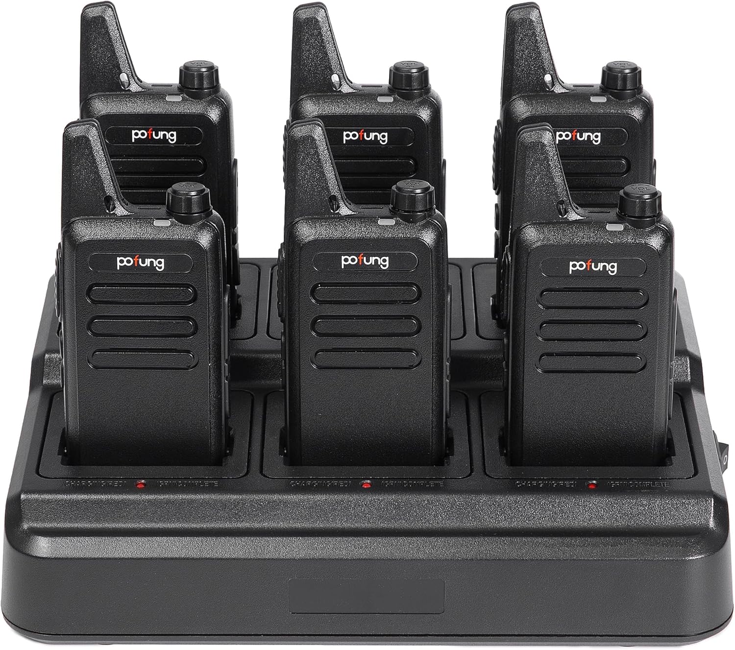 F20 Walkie Talkies FRS Two-Way Radios Long Range Rechargeable Hands Free with 6 Way Multi Unit Charger Warehouse Hotel Restaurants (Black, 6 Pack)
