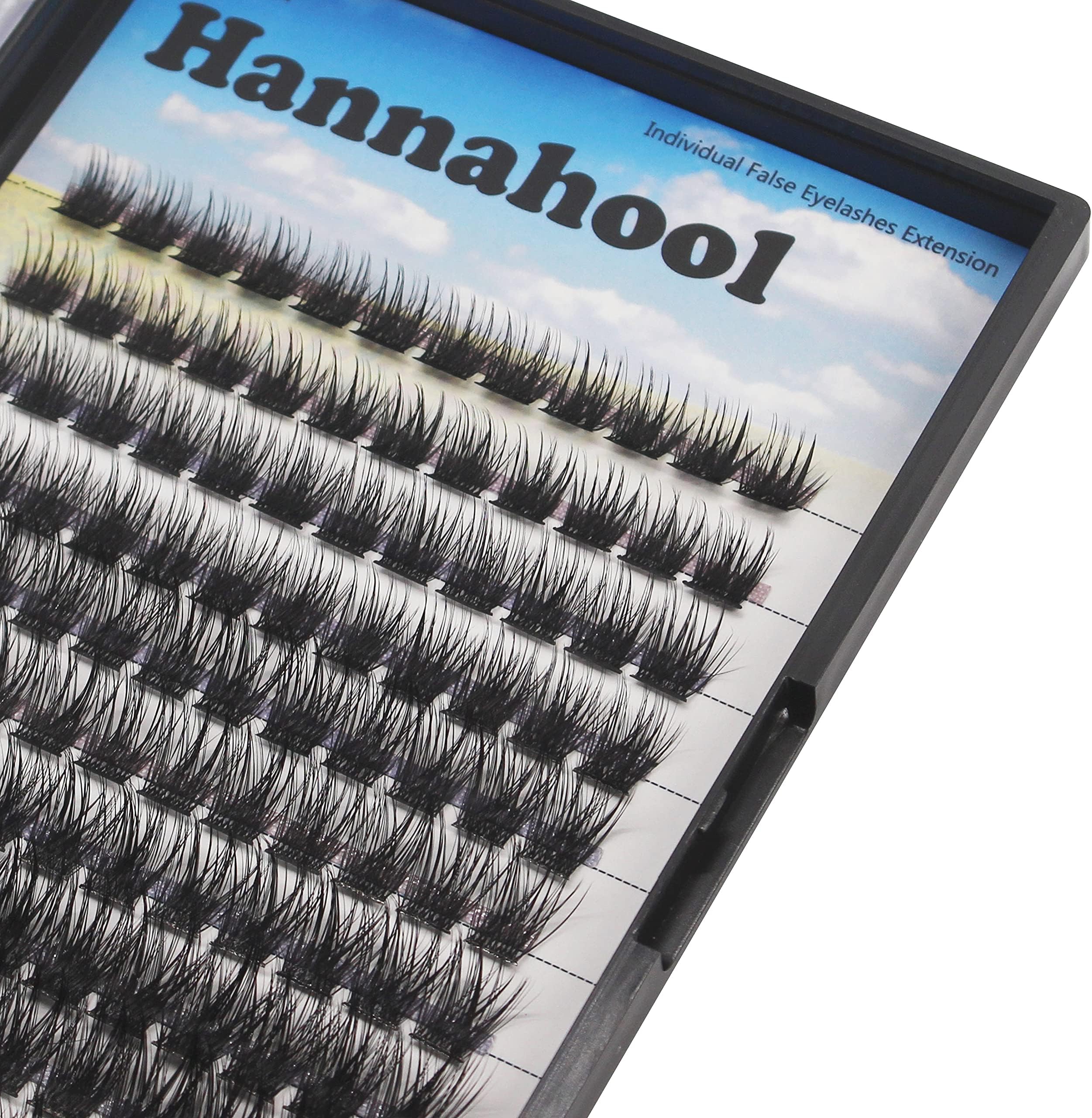 Hannahool120pcs D Curl Individual Wide Stem Cluster DIY Eye Lashes Extensions Mixed 10-12-14-16mm/14-16-18mm/12-14-16mm Makeup Dramatic Volume Lashes (mixed 10-12-14-16mm)