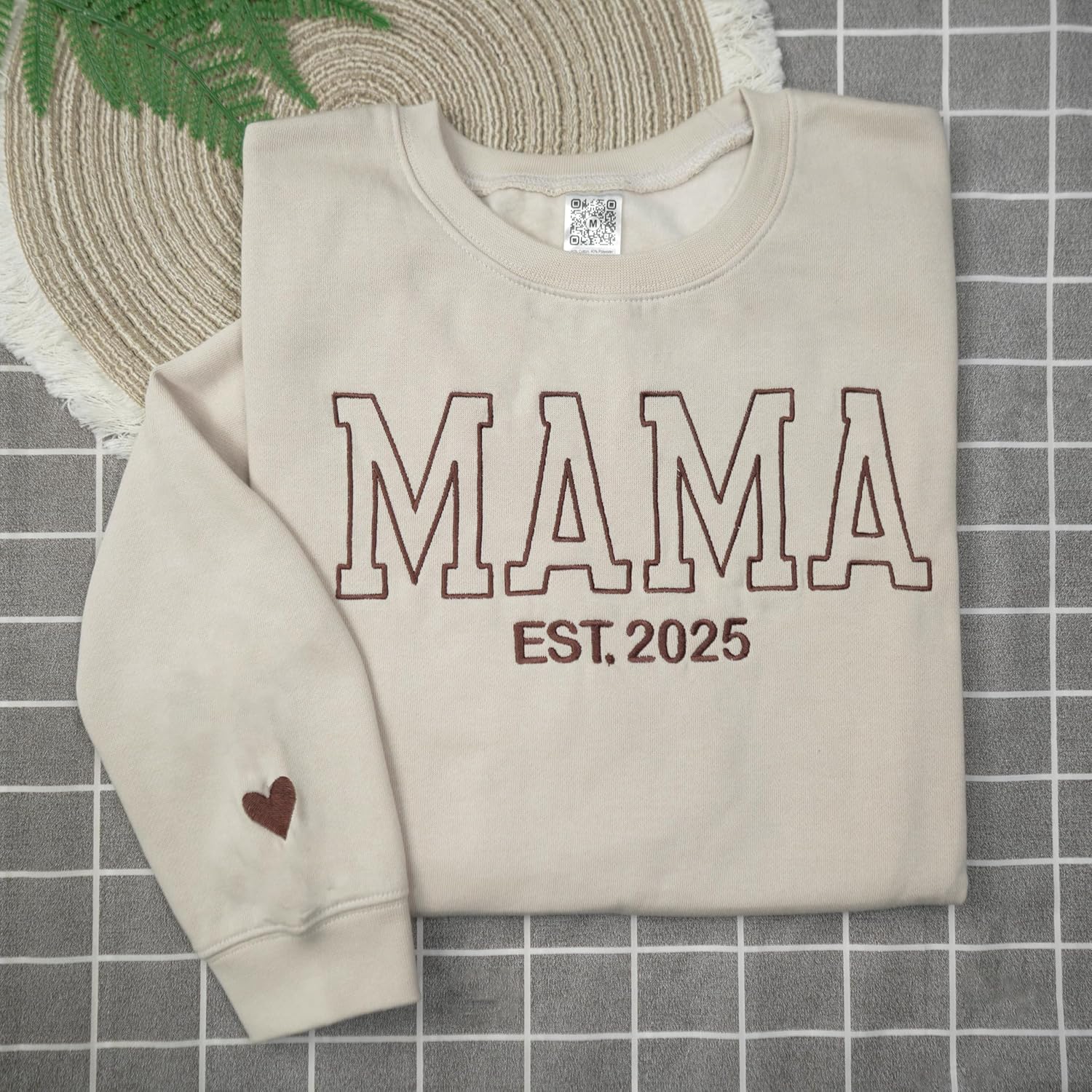 Personalized Embroidered Mama EST Sweatshirt For Women, Custom Gifts for Mother's Day Chirstmas Birthday for Mama - Image 3