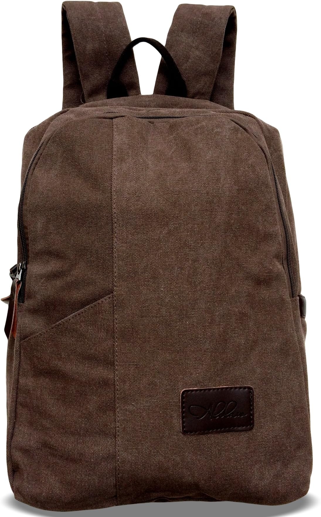 Alilaw Heavy Duty Canvas Backpack / Rucksack, Vintage Style, 16 Inch, Brown, Unisex