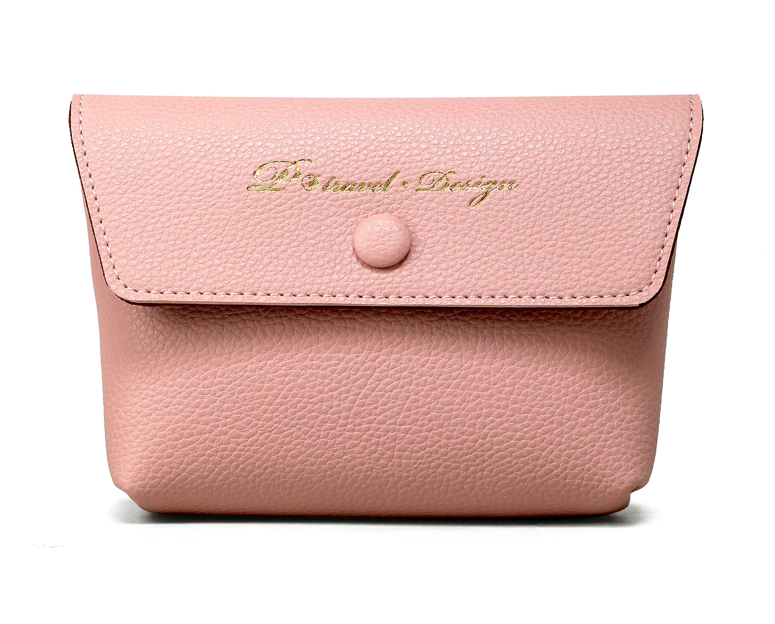 Moranse Small Travel Cosmetic Bag Lightweight Makeup Pack PU Leather Cosmetic Organizer Pouch for Women (Pink)