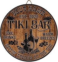 Vista 10 de V VIBEPY Letrero de madera personalizado de Tiki Bar, decoraciones de barra TIki, decoración de salón Tiki, letrero de barra Tiki Huts, letrero
