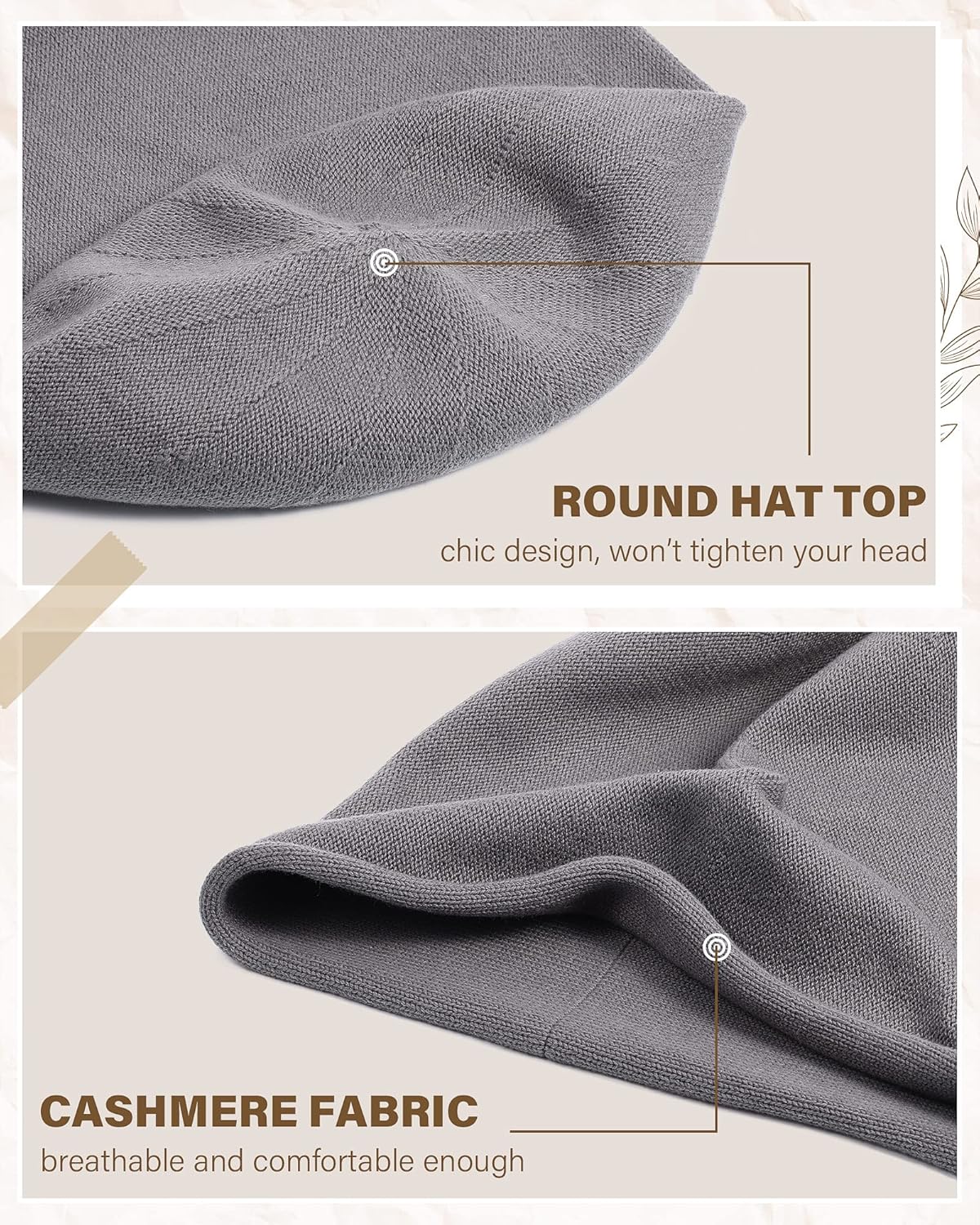 JenPen 4 Pieces Winter Slouchy Knit Beanie Hats for Women Warm Wool Knitted Skull Cap Beige Beanie for Ladies, Black Gray Beige and Brown Assorted Color - Image 3