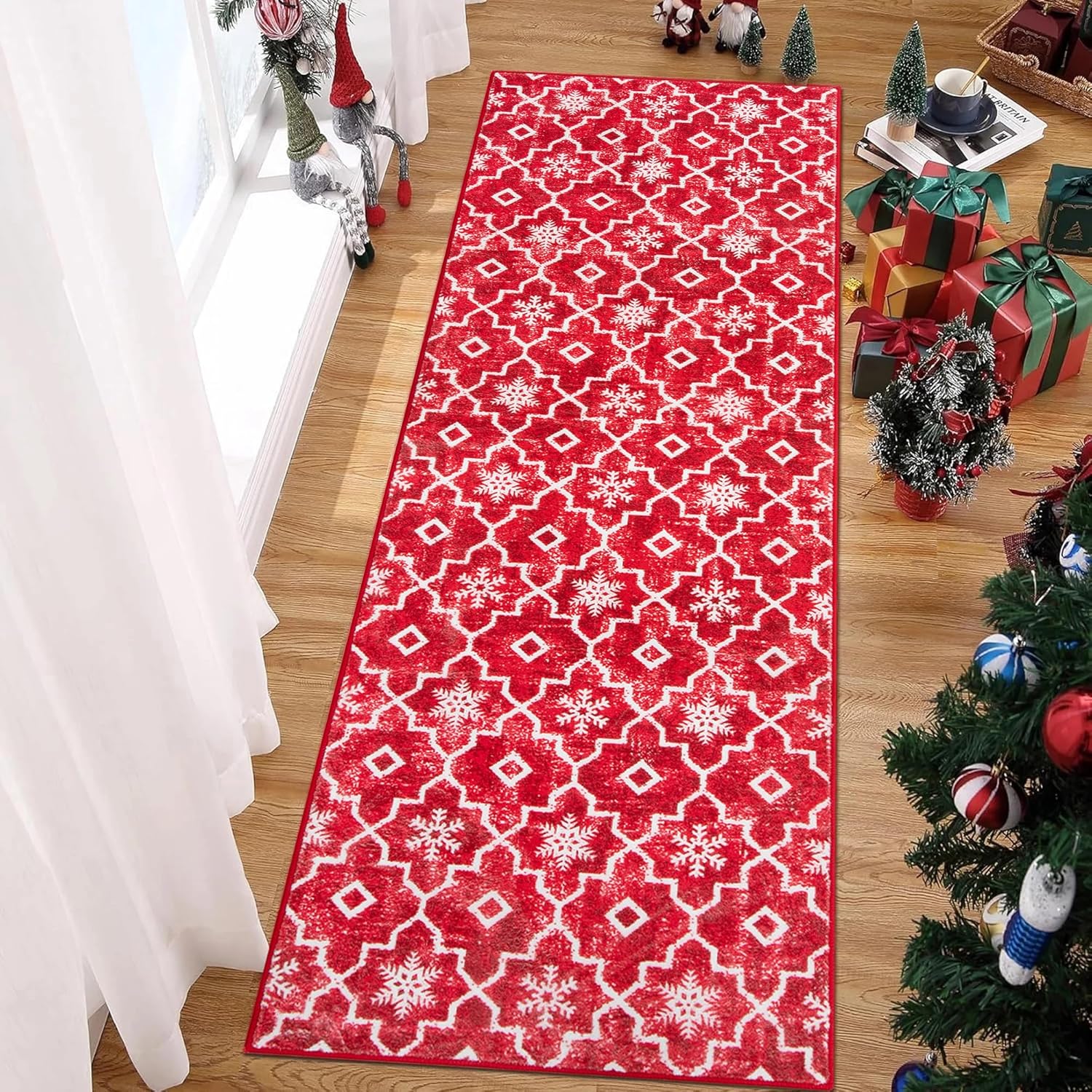 Wonnitar Christmas Runner Rug,2x6 Washable Hallway Rug