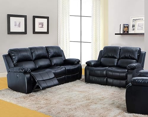 Beverly Fine Furniture 2 piezas de cuero regenerado, negro