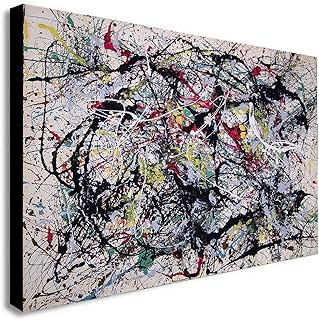 Jackson Pollock Number 34 - Canvas Wall Art Framed Print - Various Sizes (A0 47x33 inches)