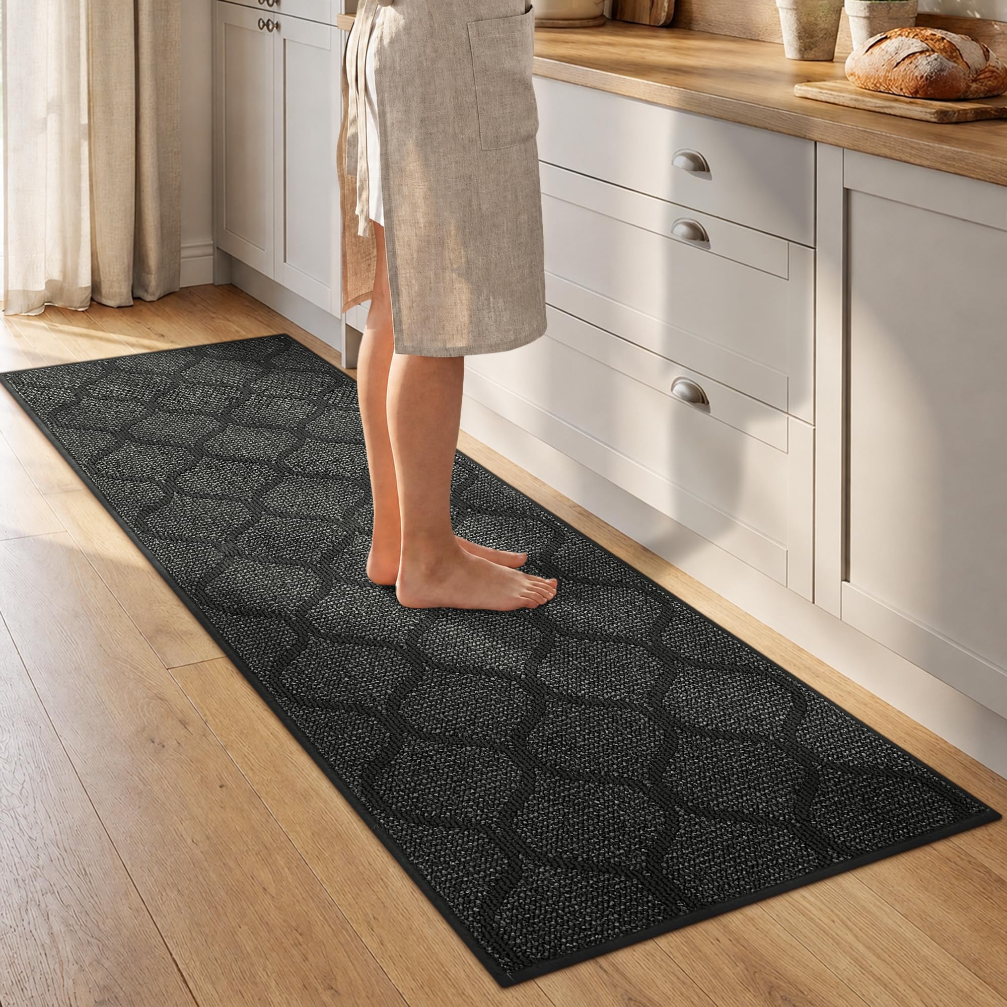 COSY HOMEER Nonslip Kitchen Rug Runner 60 x 180cm, Dark Grey