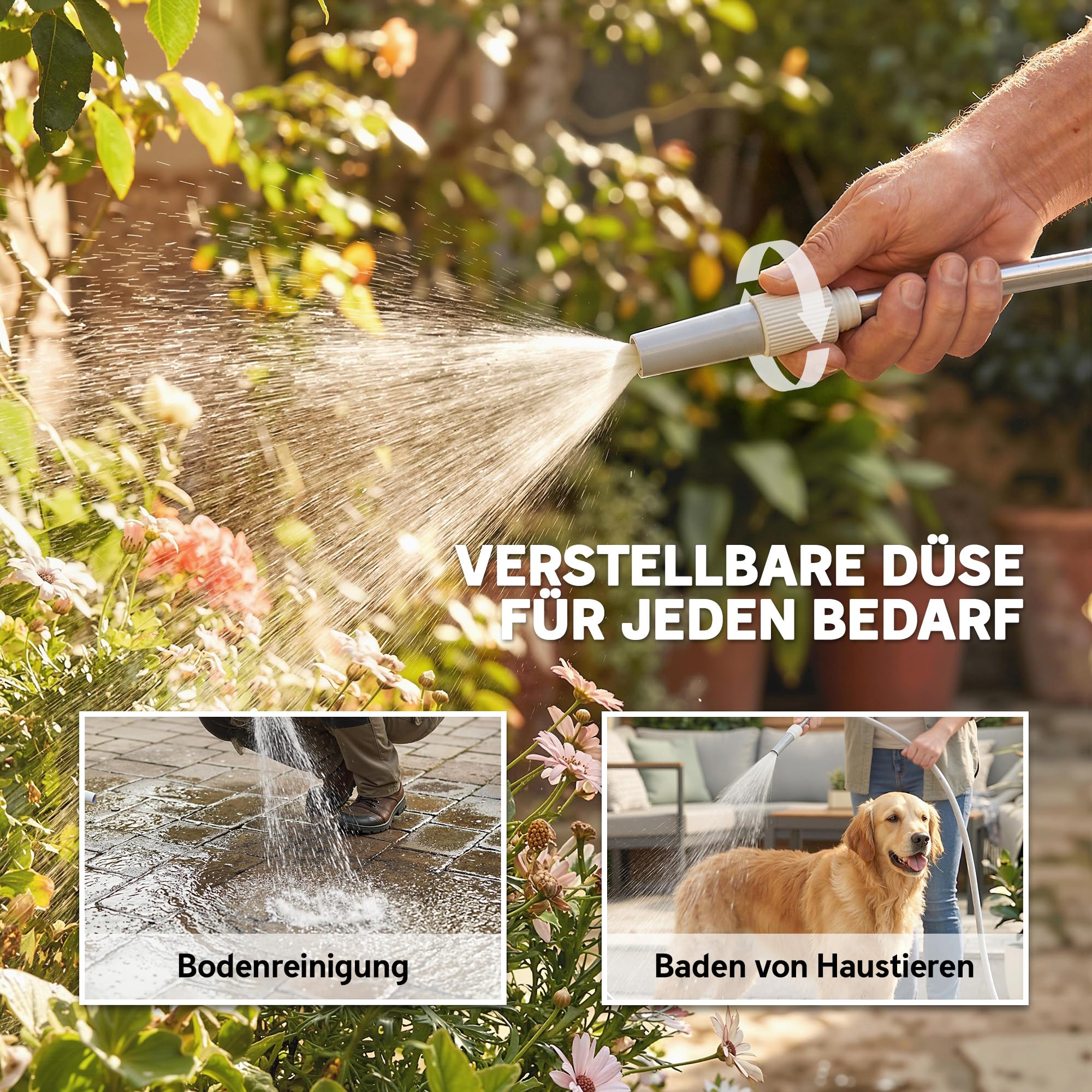 Outsunny Schlauchwagen 45 m mit 2 Sprühfunktionen 45 x 44 x 78 cm Grau | Kurbel, Schlauchführung, Wasserhahnadapter, Gartenschlauchwagen, Schlauchtrommel Schlauchabroller, für Garten Balkon