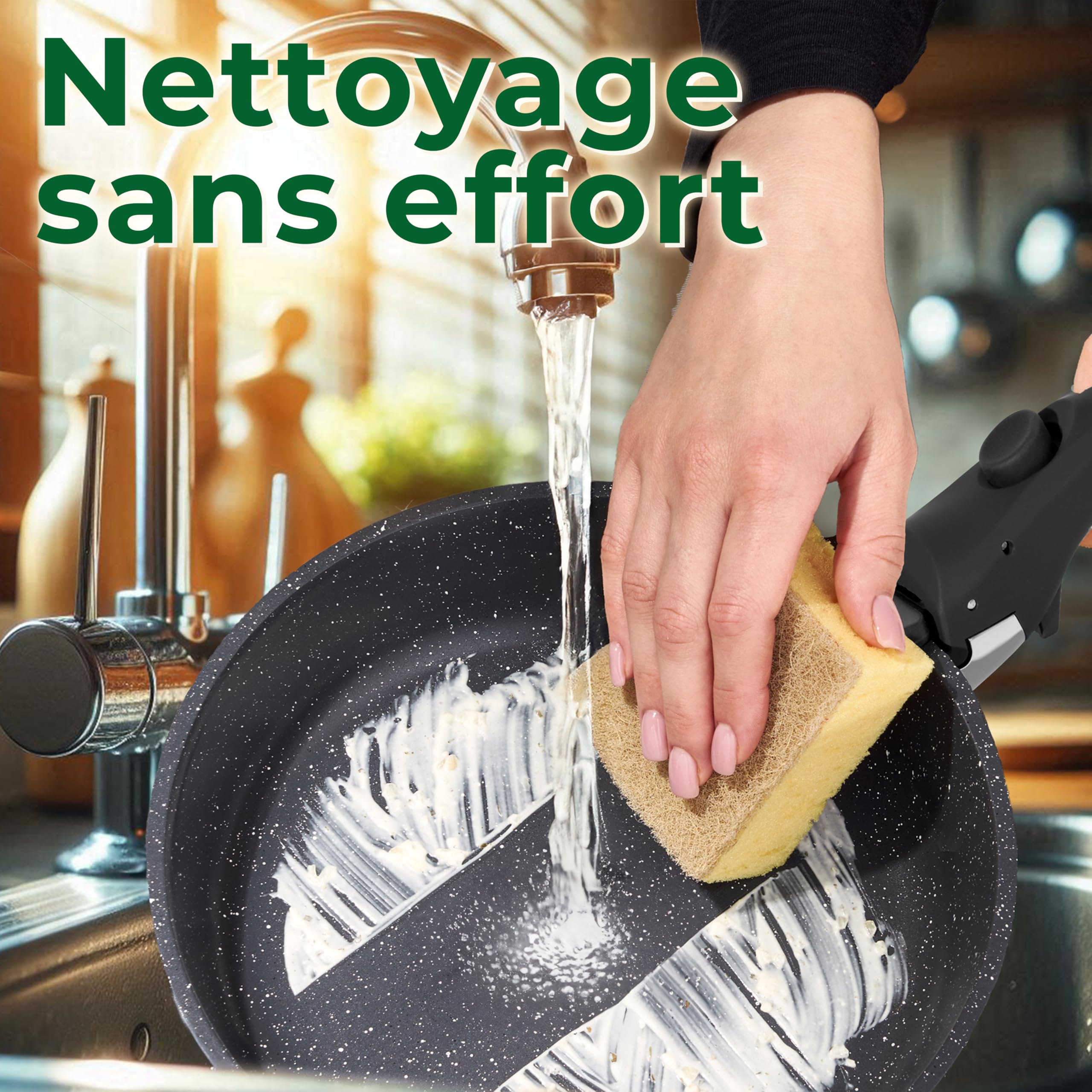 Just Perfecto Batterie de Cuisine 11 Pièces Poignée Amovible JL-998, Noir | poêles et casseroles, sauteuse, revêtement antiadhésif, poignée amovible, compatible induction