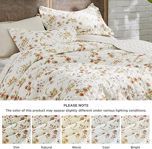 Miniatura 7 de Bedsure - Colcha floral tamaño Queen, ropa de cama reversible con estampado botánico, colcha ligera, colcha de microfibra suave para todas las