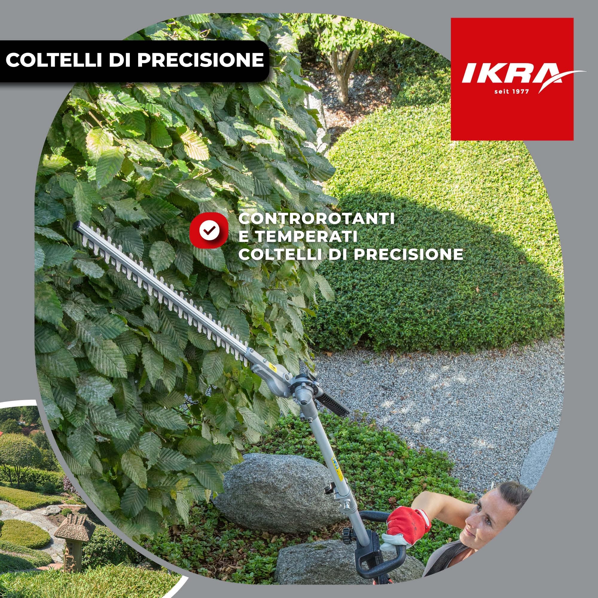 IKRA Multitool IBKH 33-1 a benzina 4in1 utensile multifunzione da giardino incl. scudo protettivo e lima per catena