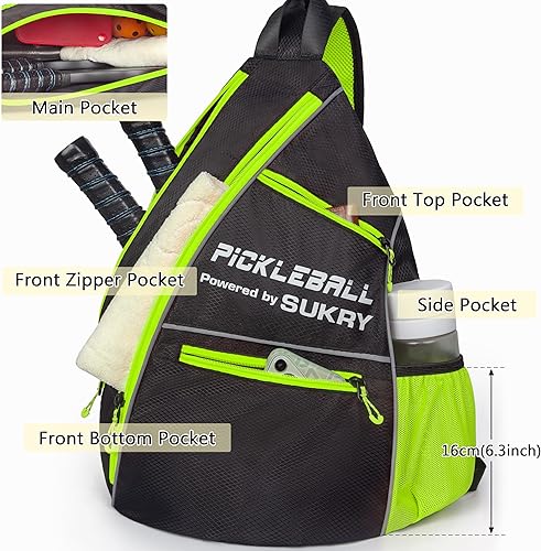 Miniatura 5 de SUKRY Mochila de pickleball con soporte para botella de agua para hombres y mujeres, accesorios de bola de pepinillo, resistente al agua, bolsa Sprot