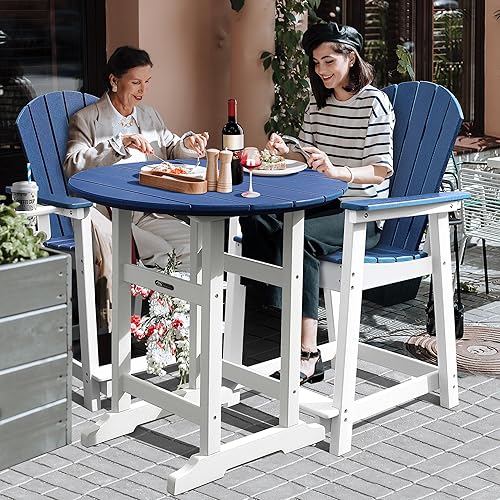 Miniatura 2 de Juego de 5 sillas Adirondack altas de bar para patio, resistentes a la intemperie, HDPE de 35 pulgadas, redondos, taburetes de bar Adirondack, mesa