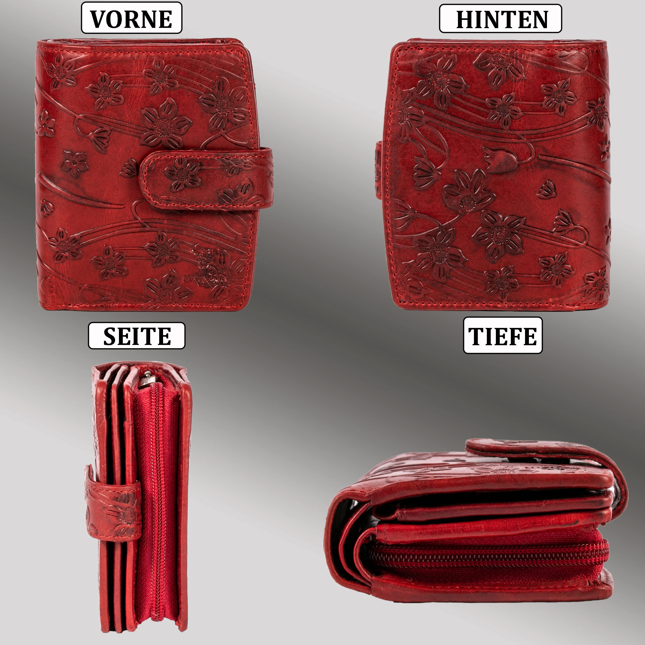MATADOR Petit Porte Monnaie Cuir #Valence Mini avec Noble Boîte Cadeau, Portefeuille Femme de Luxe avec RFID, Petit Portefeuille avec de Nombreux Compartiments à Cartes