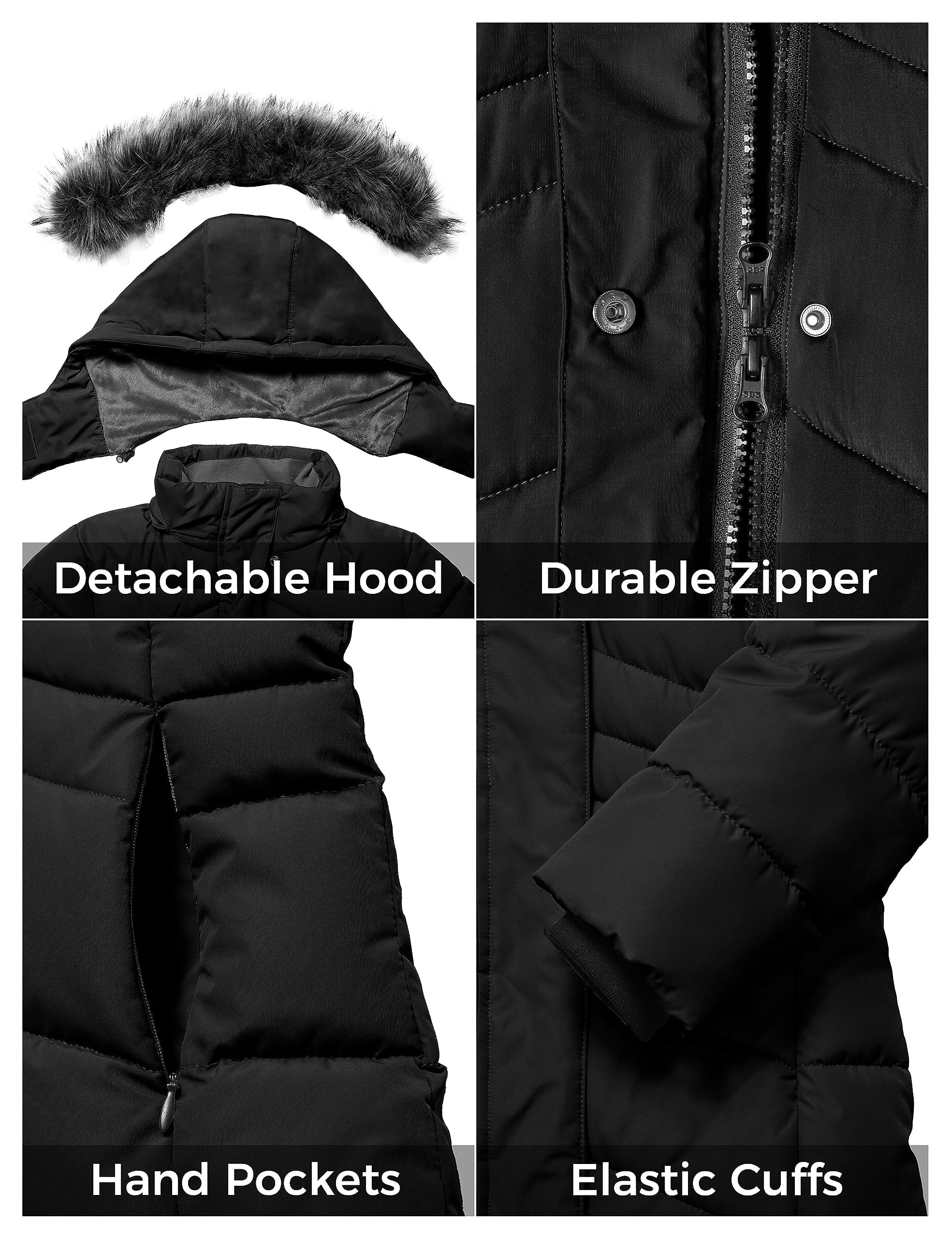 ZSHOW Abrigo de Invierno para Niña Parka Larga Impermeable Chaqueta Acolchada Capucha Chaqueta Gruesa Cálida