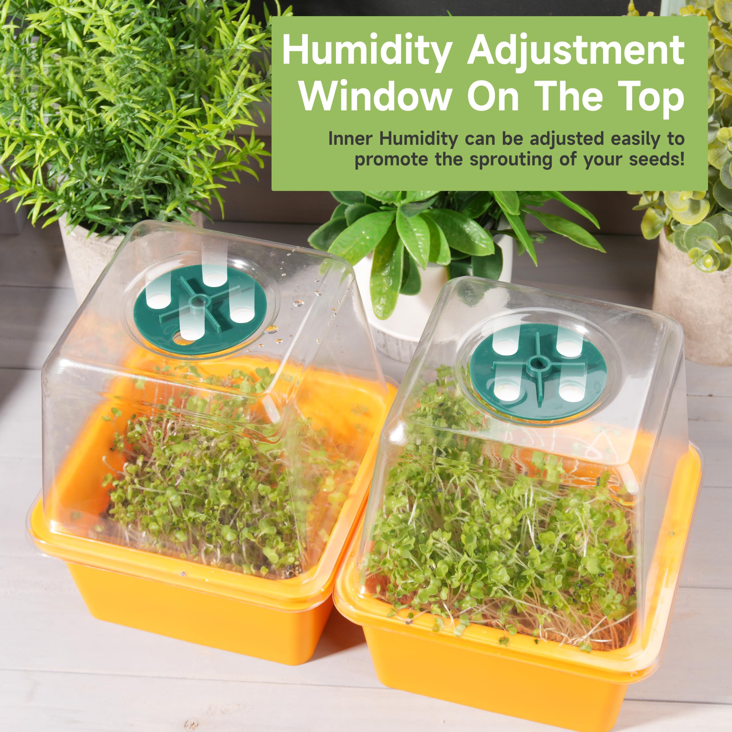 LUVCOSY 6 bandejas de cultivo de brotes de brócoli, bandeja de germinación Microgreen, kit de inicio de semillas reutilizable sin BPA con cúpula de humedad de plástico para brócoli saludable, afalfa,