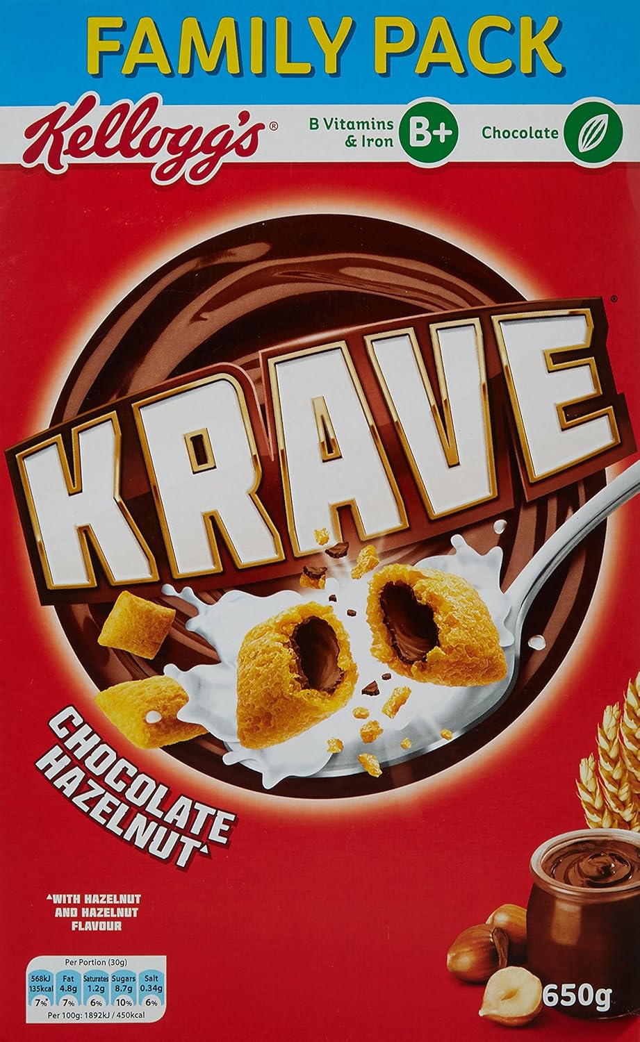 Kellogg's Krave Chocolate Hazelnut Cereal 650 g Amazon.co.uk Grocery