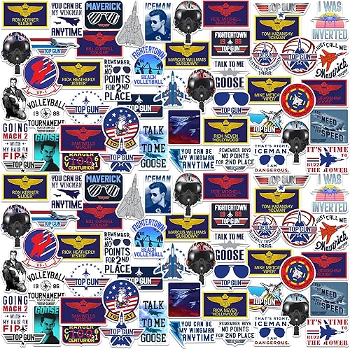 Miniatura 7 de TOP Gun - Paquete variado de 50 calcomanías de vinilo grandes de lujo, para laptop, botella de agua, álbumes de recortes, tableta, monopatín,