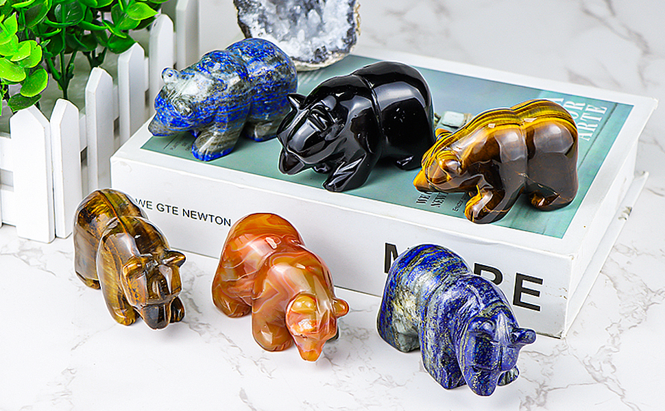 Figura de oso de cristal de 3 pulgadas miniatura 7