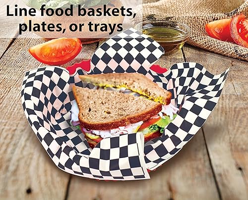 Miniatura 4 de Hojas de papel encerado seco a cuadros, 12 x 12 pulgadas, envoltura de delicatessen a prueba de grasa para servicio de alimentos, forros desechables