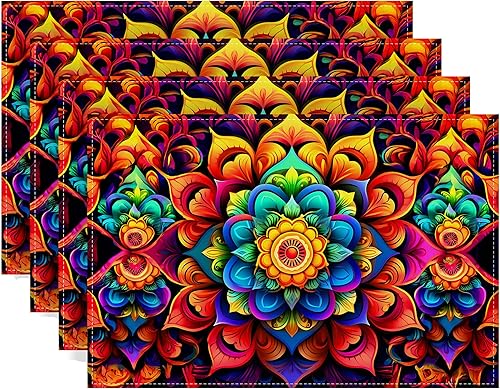 Cinco De Mayo - Juego de 4 manteles individuales de día de los muertos, 5 de mayo, decoración rústica mexicana y suministros para mesa de cocina del