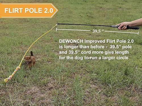 Miniatura 3 de Juguetes para perros Flirt Pole para entrenamiento y ejercicio, palo teaser duradero con señuelo de cuerda de forro polar para mascotas medianas y