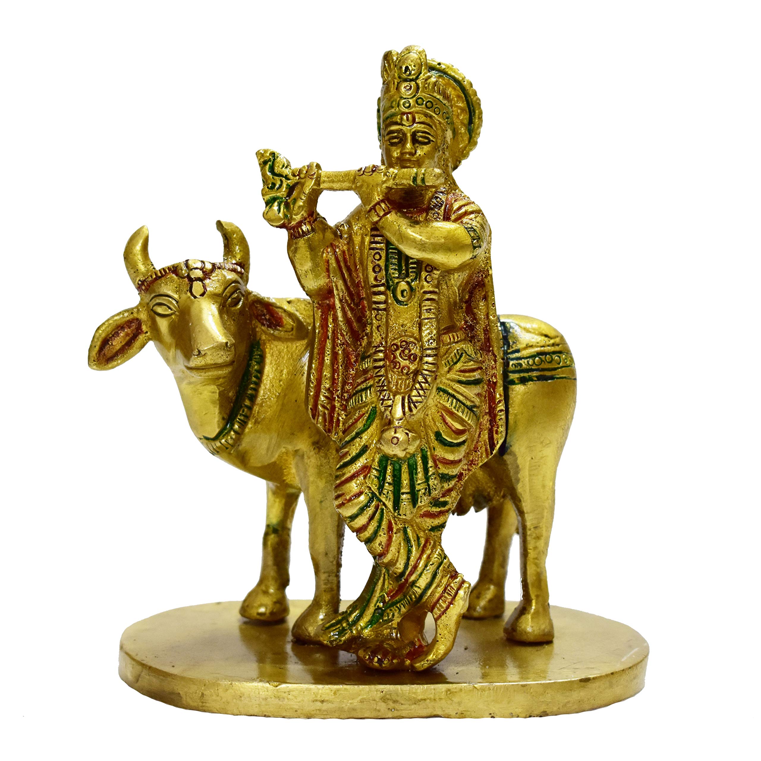 Vrindavan BazaarBrass Statue Krishna with Cow