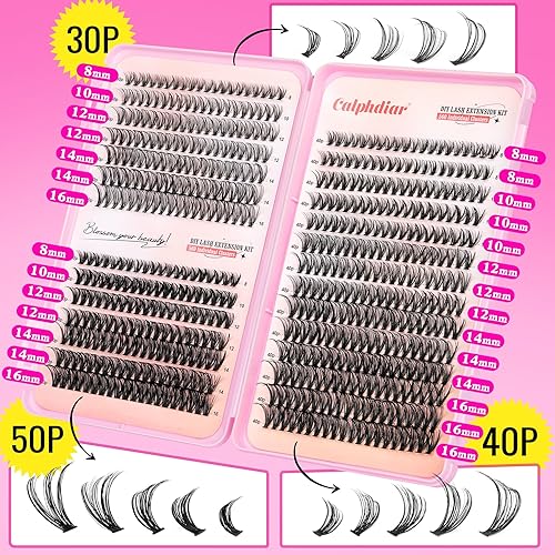 Miniatura 2 de Extensiones de pestañas individuales en racimo 30D, 40D y 50D, 560 unidades, pestañas onduladas, rizo D, pestañas en racimo de 0.315-0.630 in