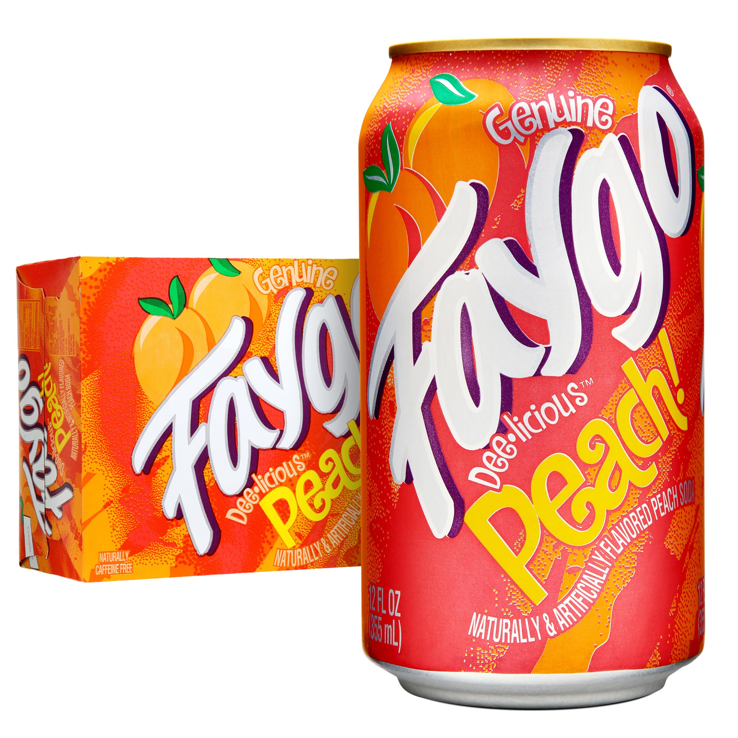 Faygo Peach Soda | 12-Pack of 12oz Cans | Juicy Peach Flavor | Smooth & Fruity | Caffeine-Free